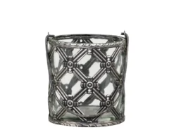 Chic Antique Windlicht mit Henkel und Karomuster