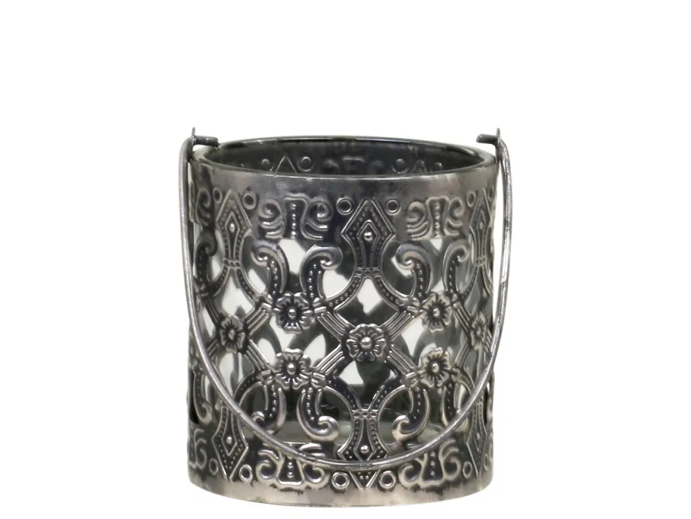 Chic Antique Windlicht mit Henkel und royalem Muster