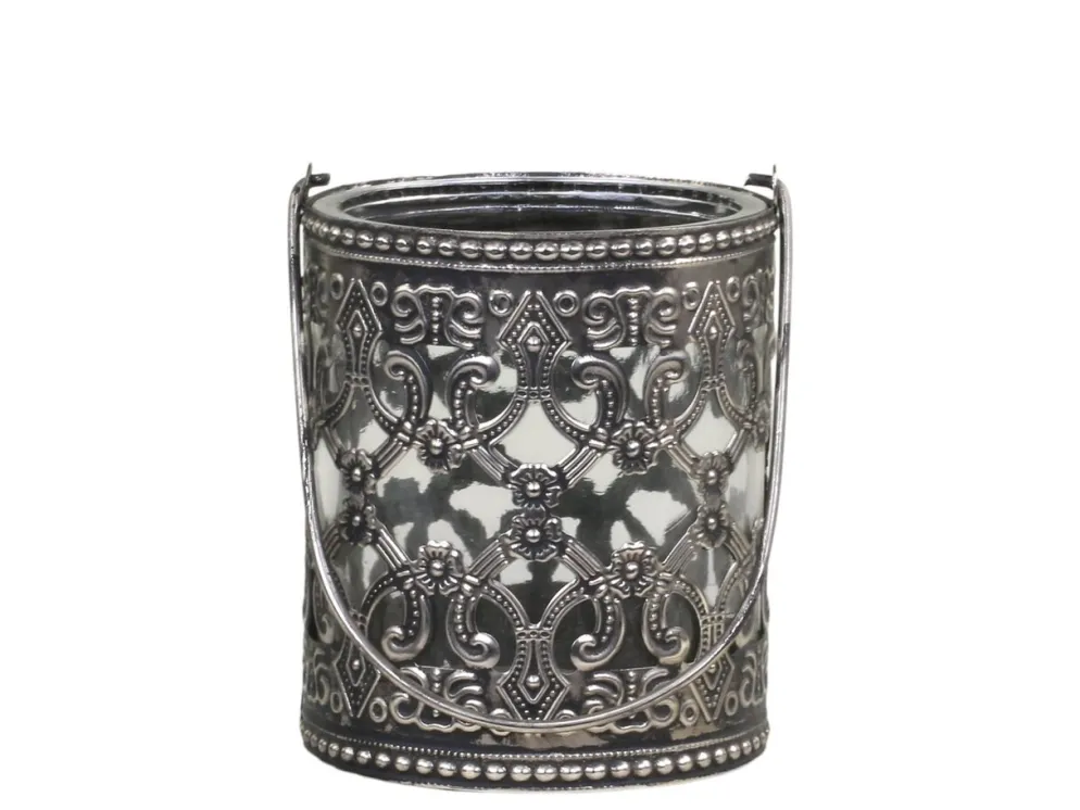 Chic Antique Windlicht mit Henkel und royalem Muster