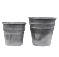Chic Antique Zink Übertopf mit Perlenkante 2er