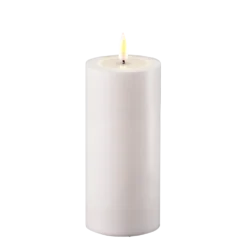 Deluxe Homeart LED Real Flame Outdoor Stumpenkerze weiß