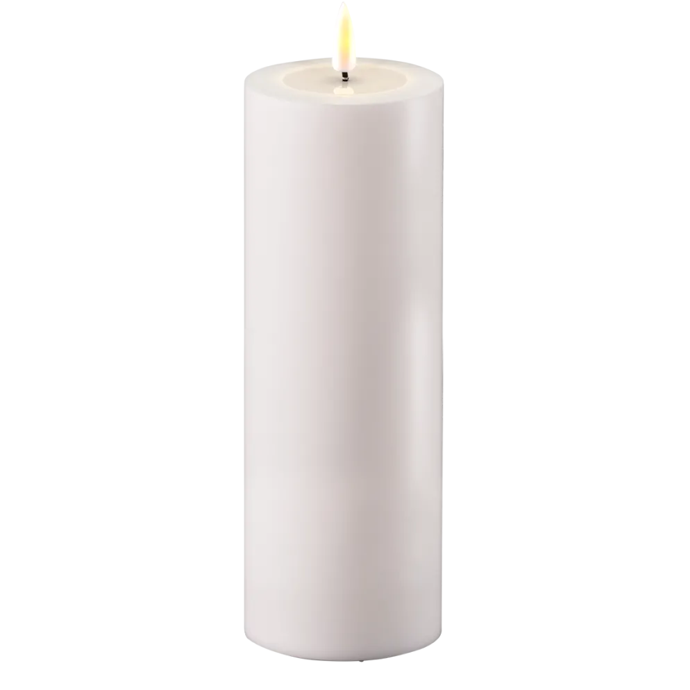 Deluxe Homeart LED Real Flame Outdoor Stumpenkerze weiß