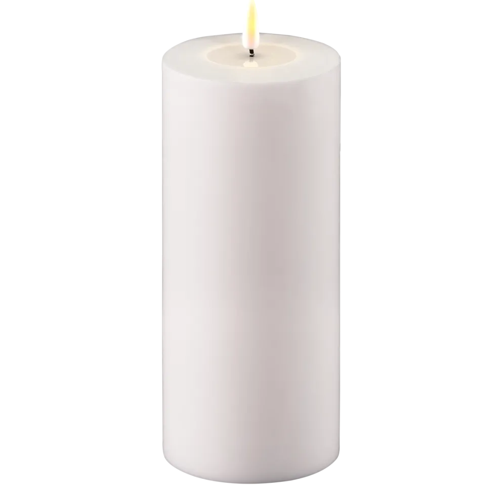 Deluxe Homeart LED Real Flame Outdoor Stumpenkerze weiß
