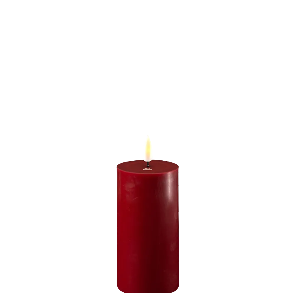Deluxe Homeart LED Stumpenkerze Real Flame bordeaux