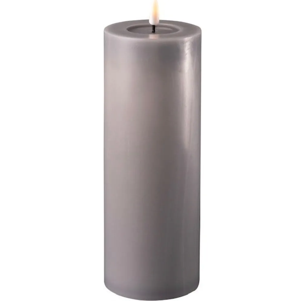 Deluxe Homeart LED Stumpenkerze Real Flame grau