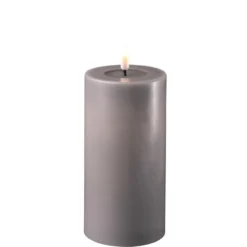Deluxe Homeart LED Stumpenkerze Real Flame grau