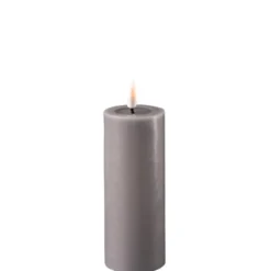 Deluxe Homeart LED Stumpenkerze Real Flame grau