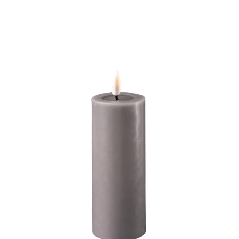 Deluxe Homeart LED Stumpenkerze Real Flame grau