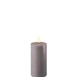 Deluxe Homeart LED Stumpenkerze Real Flame grau