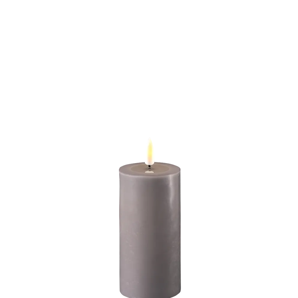 Deluxe Homeart LED Stumpenkerze Real Flame grau