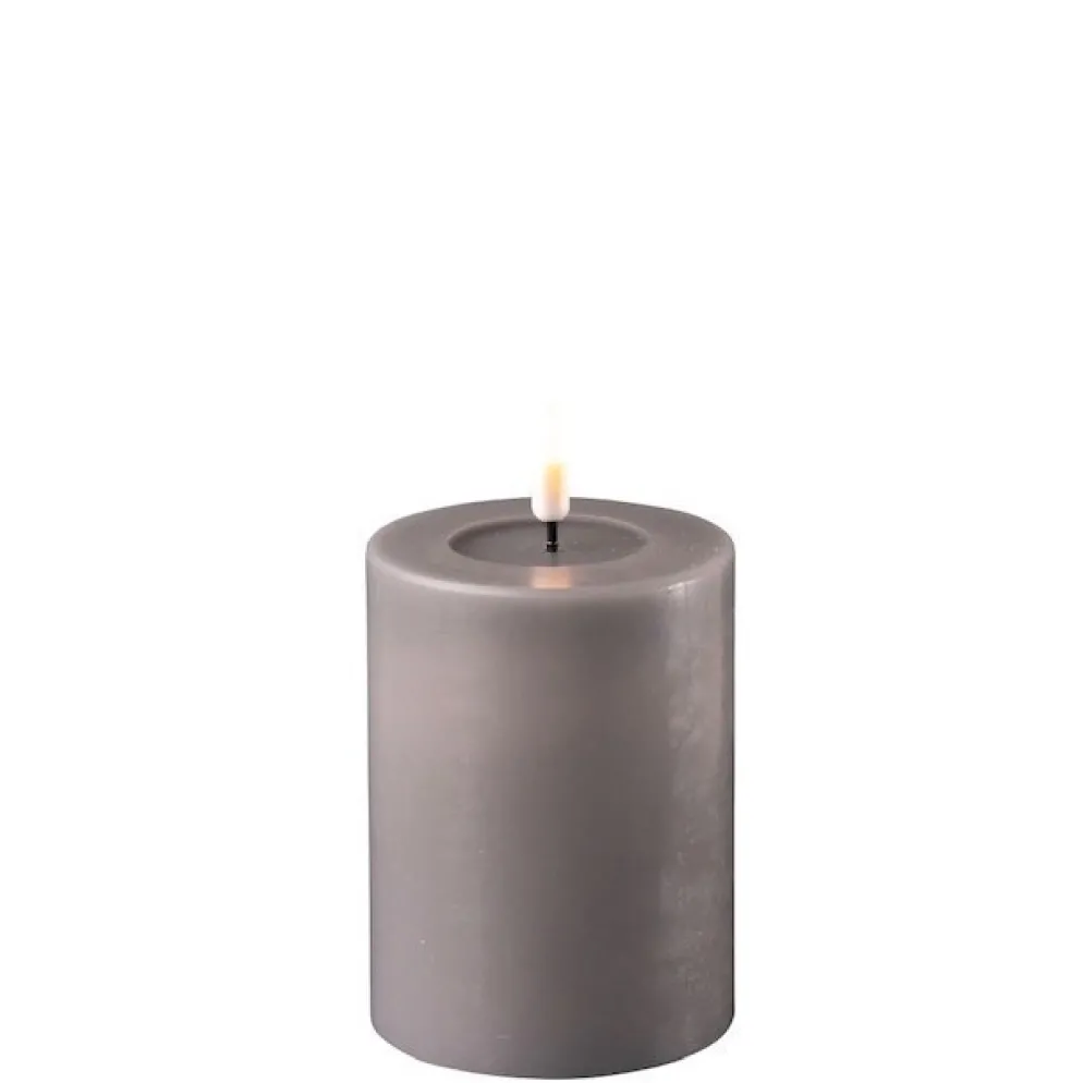 Deluxe Homeart LED Stumpenkerze Real Flame grau