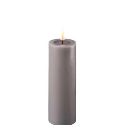 Deluxe Homeart LED Stumpenkerze Real Flame grau