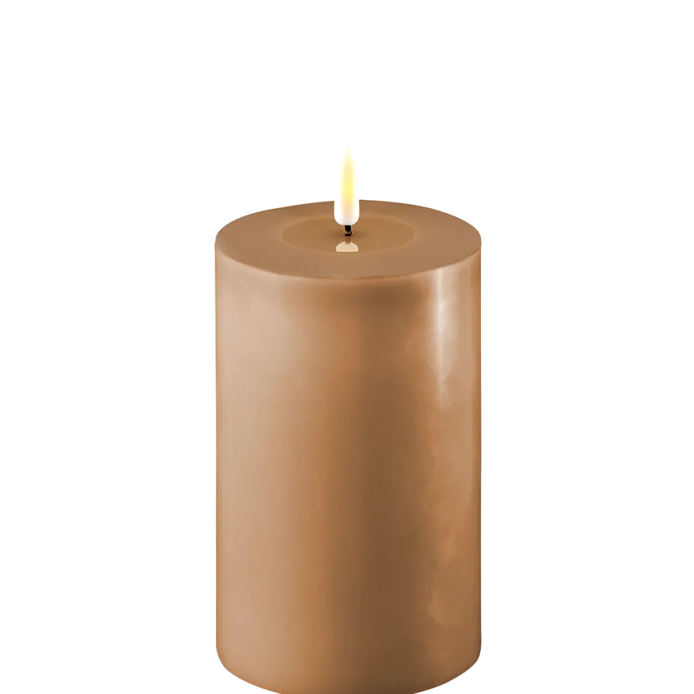 Deluxe Homeart LED Stumpenkerze Real Flame karamell