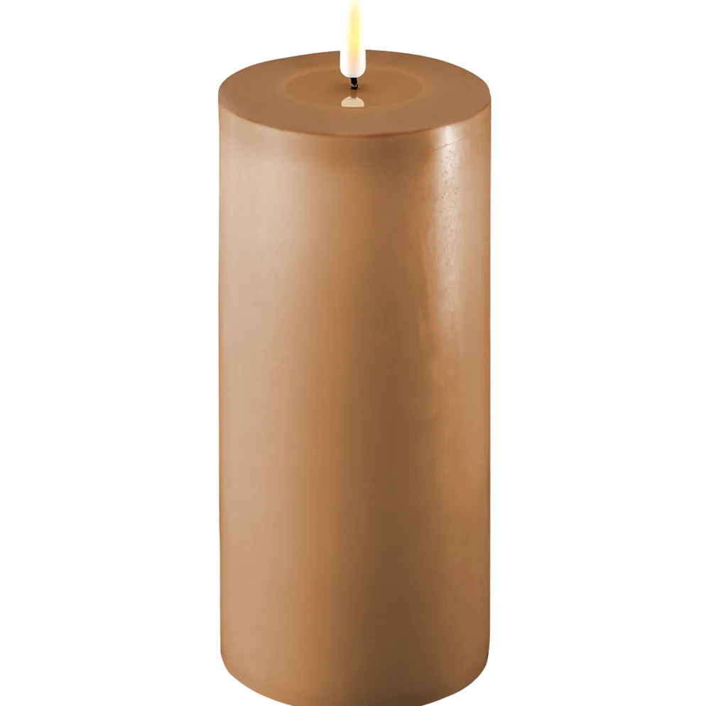 Deluxe Homeart LED Stumpenkerze Real Flame karamell