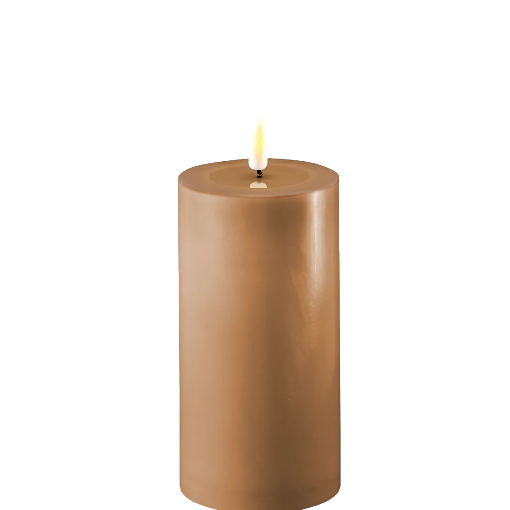 Deluxe Homeart LED Stumpenkerze Real Flame karamell