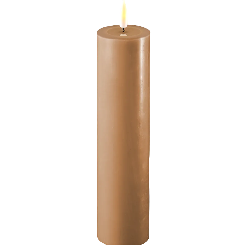Deluxe Homeart LED Stumpenkerze Real Flame karamell