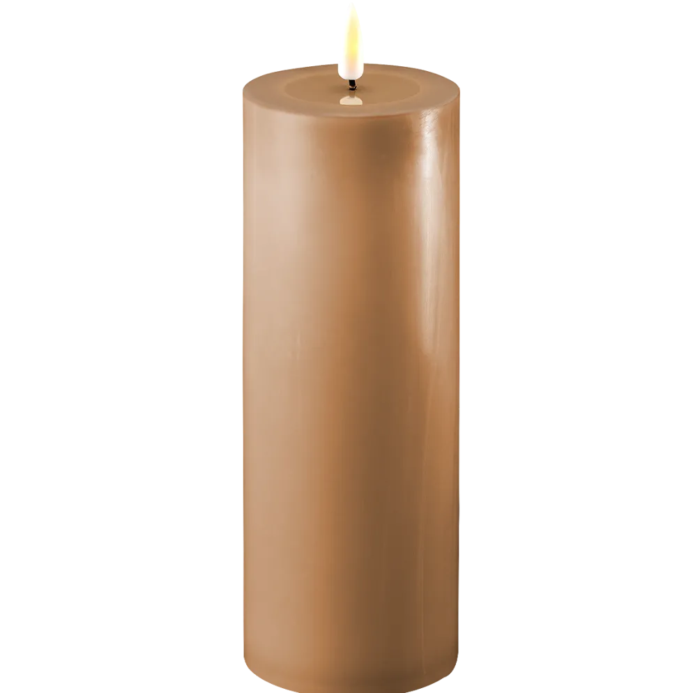 Deluxe Homeart LED Stumpenkerze Real Flame karamell