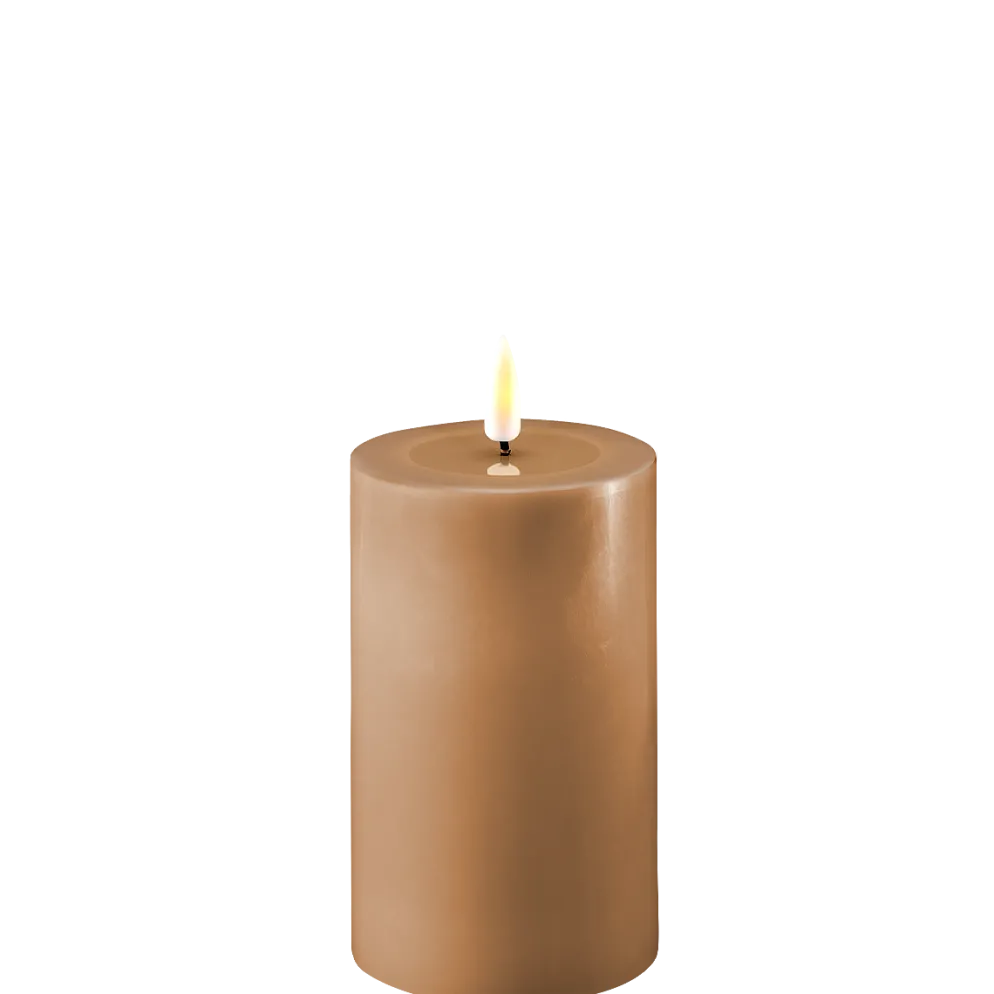 Deluxe Homeart LED Stumpenkerze Real Flame karamell