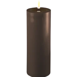 Deluxe Homeart LED Stumpenkerze Real Flame mokka