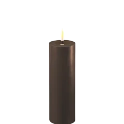 Deluxe Homeart LED Stumpenkerze Real Flame mokka