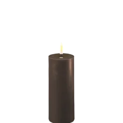 Deluxe Homeart LED Stumpenkerze Real Flame mokka