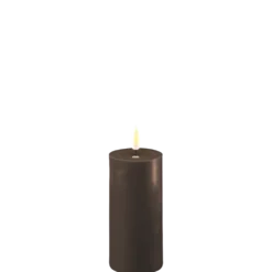 Deluxe Homeart LED Stumpenkerze Real Flame mokka