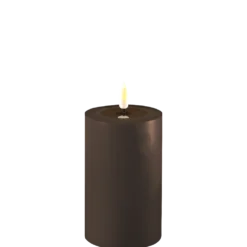 Deluxe Homeart LED Stumpenkerze Real Flame mokka