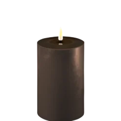 Deluxe Homeart LED Stumpenkerze Real Flame mokka