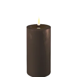 Deluxe Homeart LED Stumpenkerze Real Flame mokka
