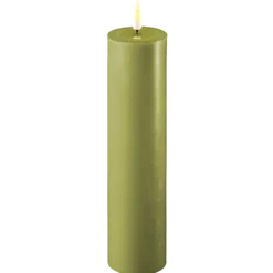 Deluxe Homeart LED Stumpenkerze Real Flame olive