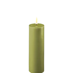 Deluxe Homeart LED Stumpenkerze Real Flame olive