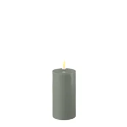 Deluxe Homeart LED Stumpenkerze Real Flame salbei green