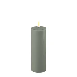 Deluxe Homeart LED Stumpenkerze Real Flame salbei green