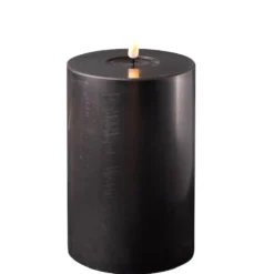 Deluxe Homeart LED Stumpenkerze Real Flame schwarz