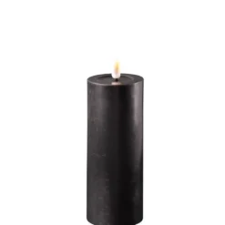 Deluxe Homeart LED Stumpenkerze Real Flame schwarz