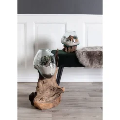 House Nordic San Marino Waterdrop Bodenvase mit Teakholz-Wurzel