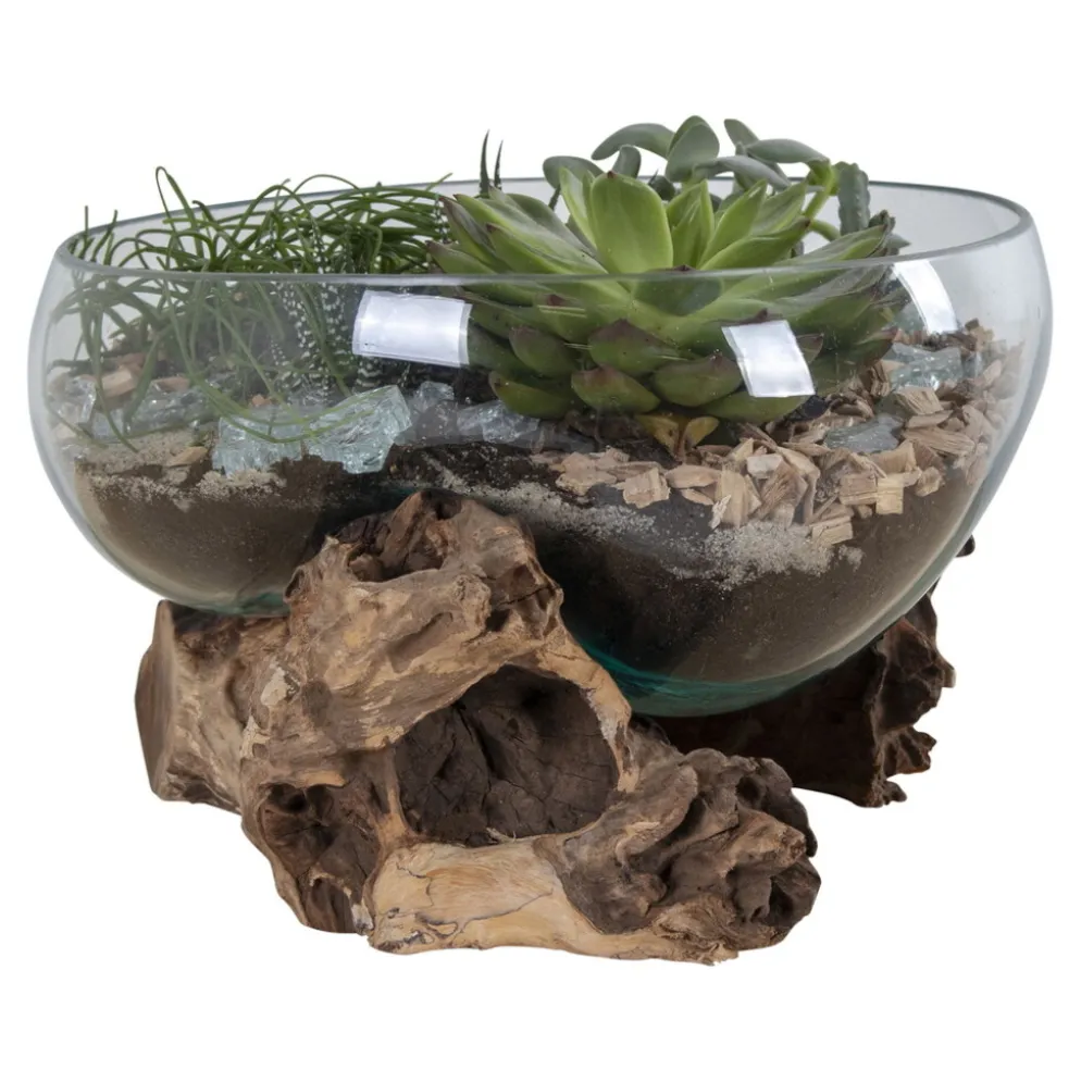 House Nordic San Marino Waterdrop Teakholz Wurzel mit Glasschale 2