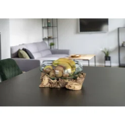 House Nordic San Marino Waterdrop Teakholz Wurzel mit Glasschale 2