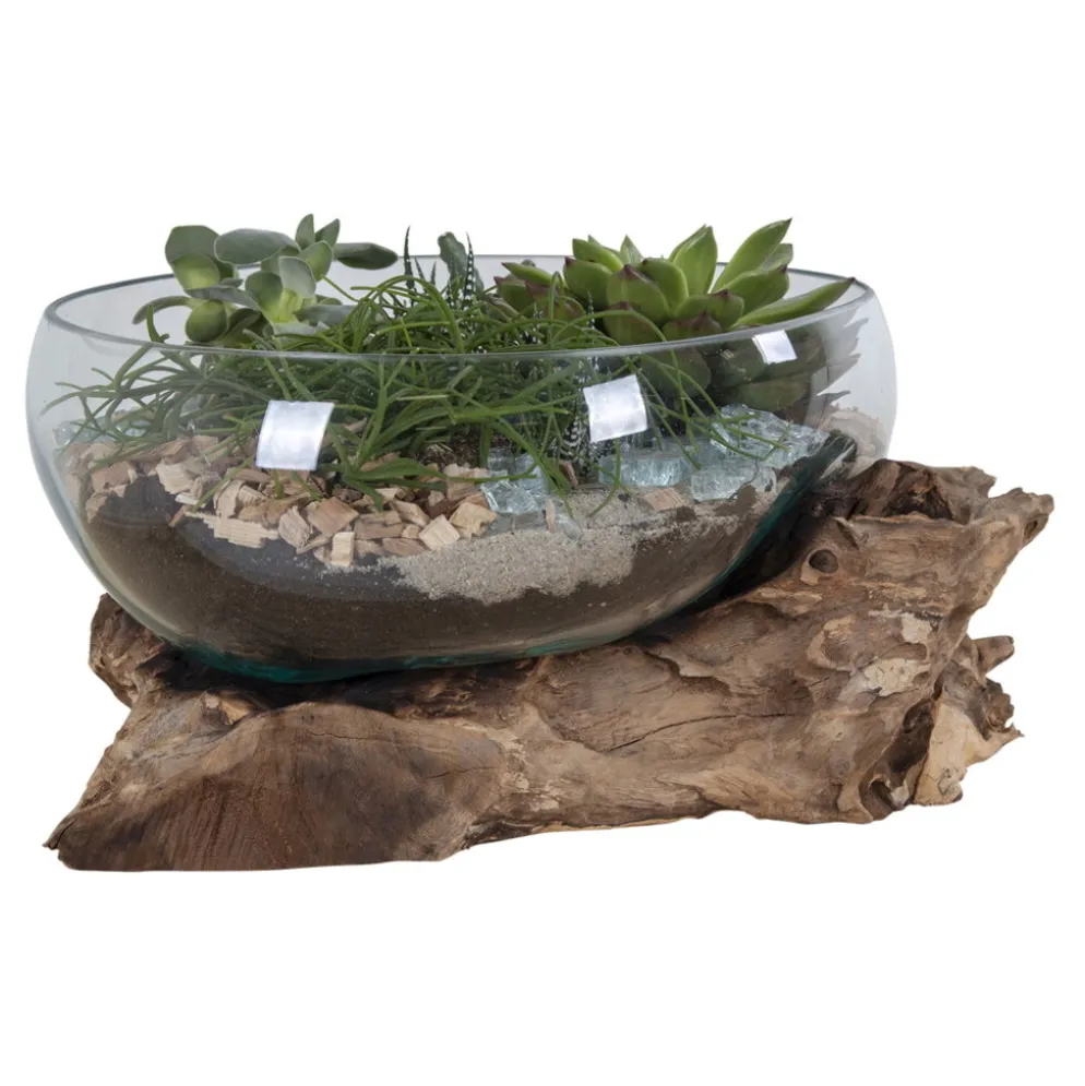 House Nordic San Marino Waterdrop Teakholz Wurzel mit Glasschale 2