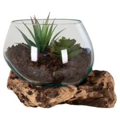 House Nordic San Marino Waterdrop Teakwurzel mit Glaschale