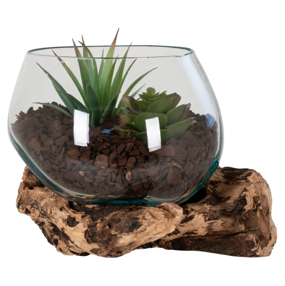 House Nordic San Marino Waterdrop Teakwurzel mit Glaschale