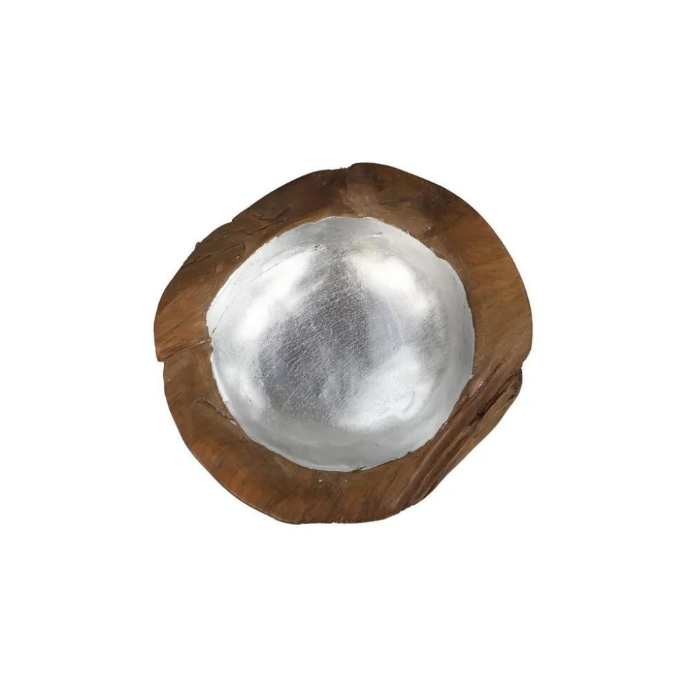 HSM Collection Obstschale Teakholz mit Aluminiumschale silber