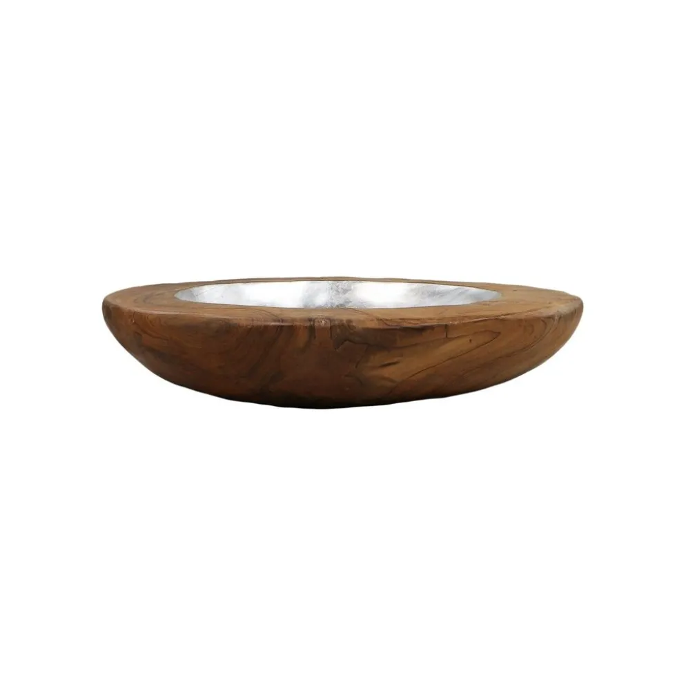 HSM Collection Obstschale Teakholz mit Aluminiumschale silber