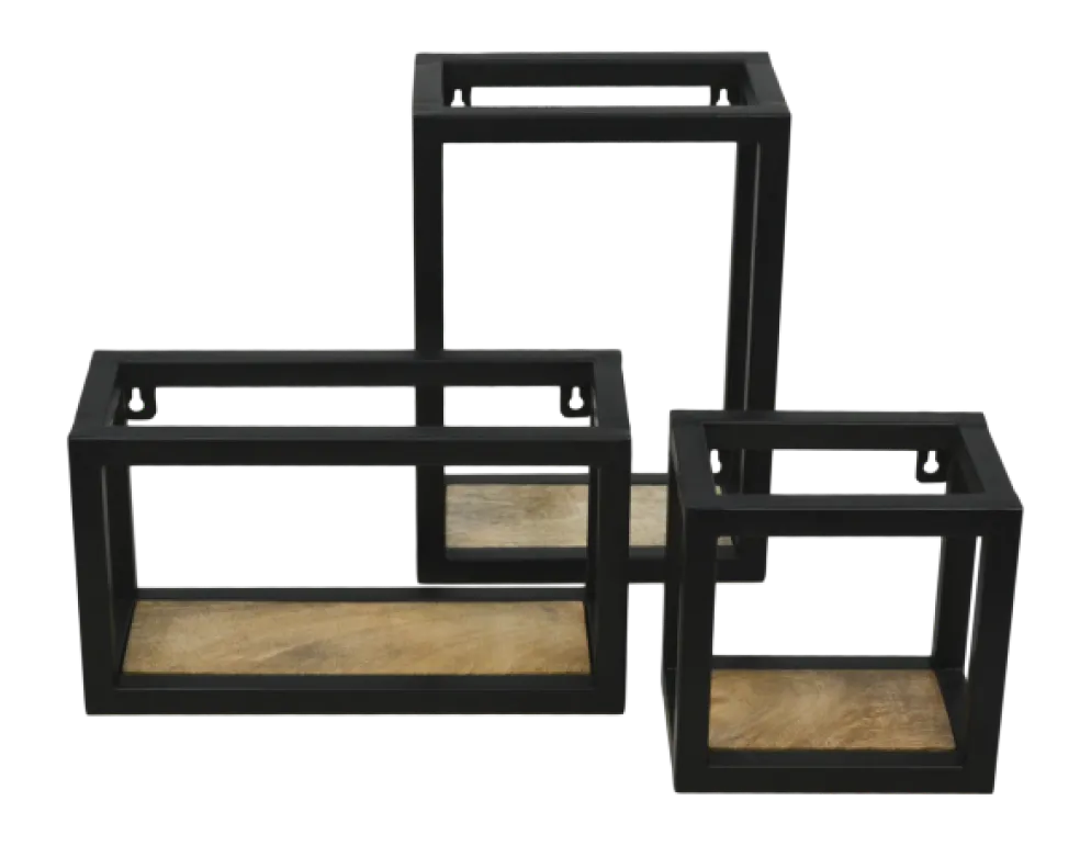 HSM Collection Wandregal Levels aus Mangoholz und Eisen