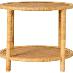 IB Laursen Beistelltisch mit geflochtenen Tischplatten aus Rattan