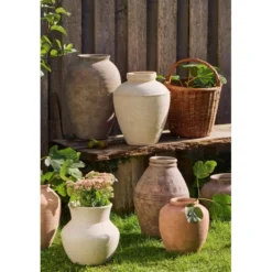 IB Laursen Bodenvase Selene aus Terrakotta | Handbemalte Struktur