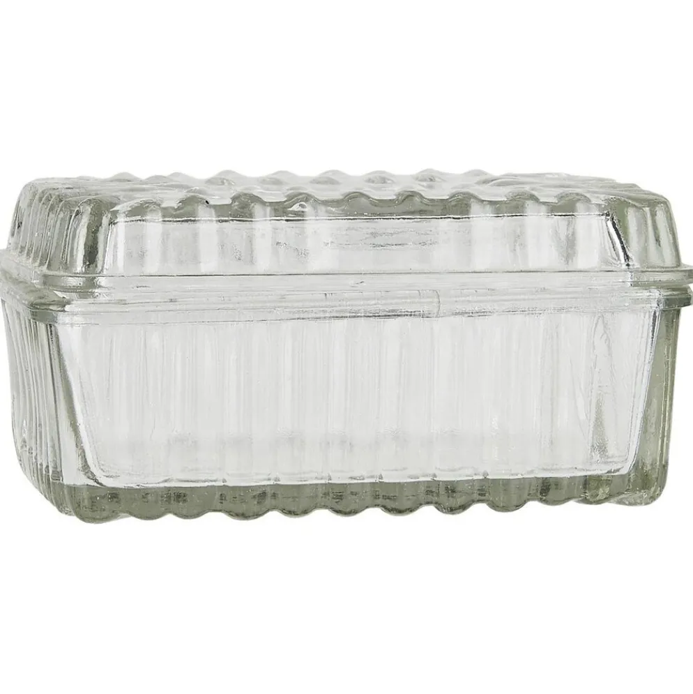 IB Laursen Butterbox mit Rillen aus Glas