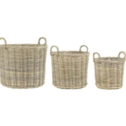 IB Laursen 3er Korbsatz Rattan mit 2 Henkeln