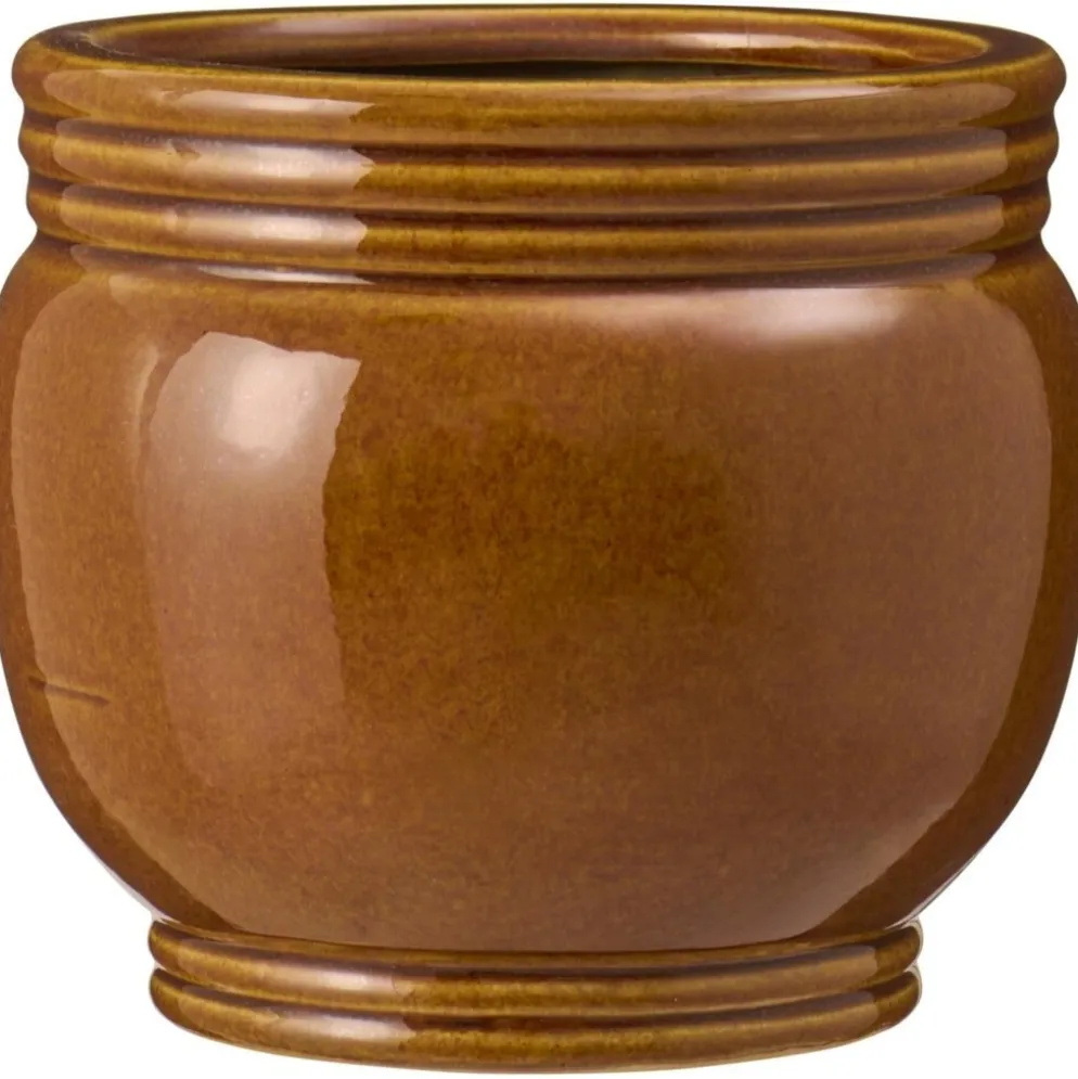 IB Laursen Keramik-Blumentopf mit Rillen Braun Ø 12,5 cm