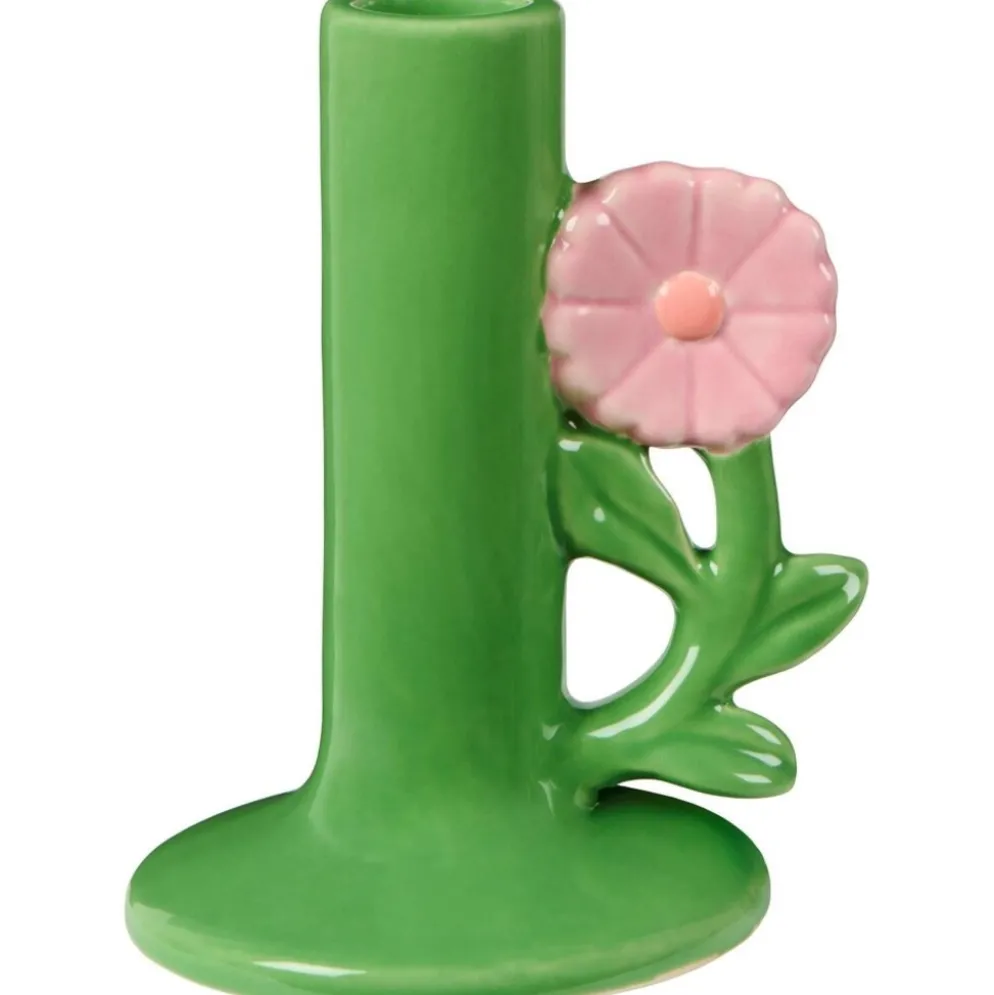 IB Laursen Keramik Kerzenhalter Retro mit Blumen-Detail